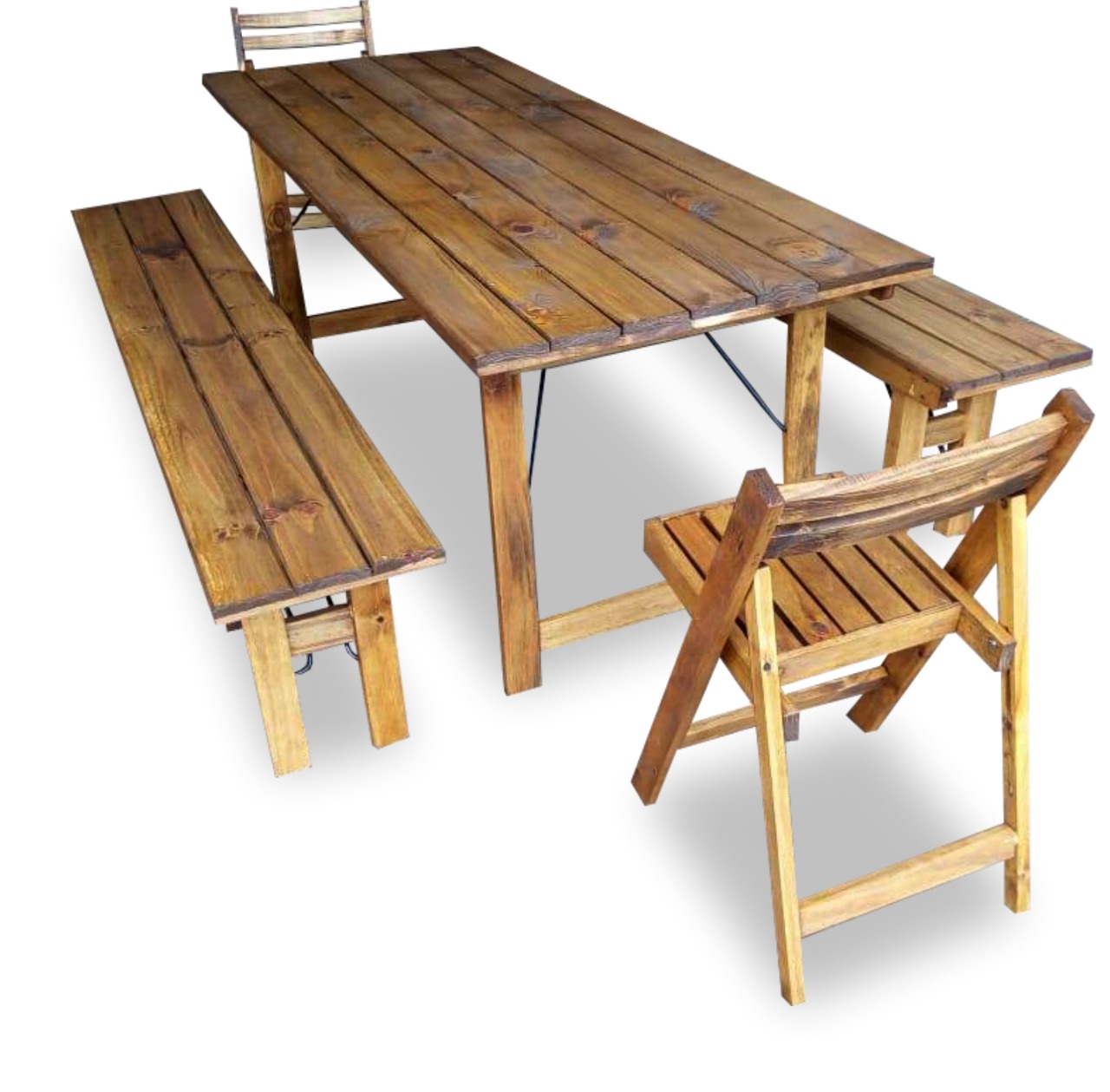 Mesa 60 x 60 + 4 sillas coaty pino crudo