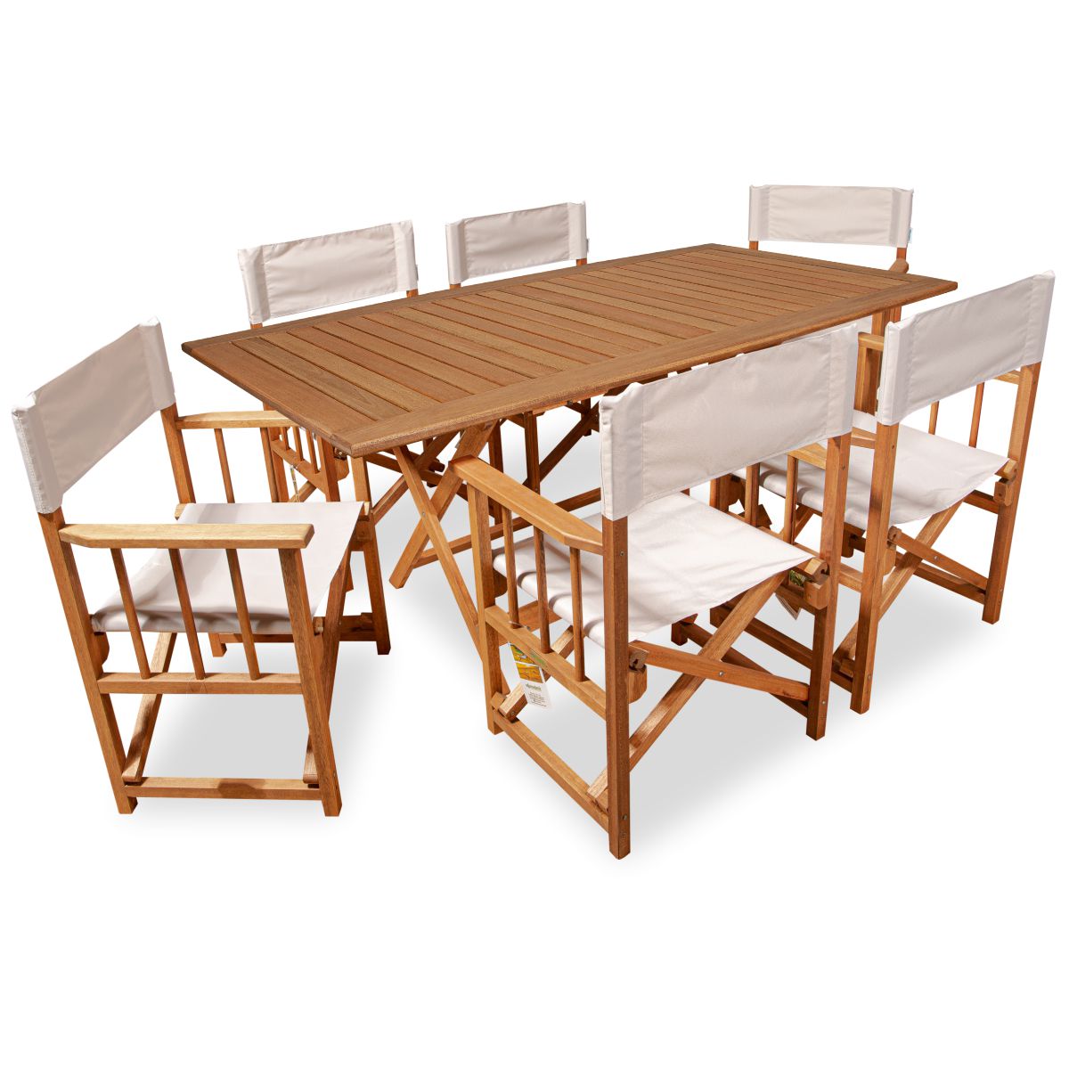Mesa Madera Patas Plegable 1.80x95cm + 6 Sillon Director