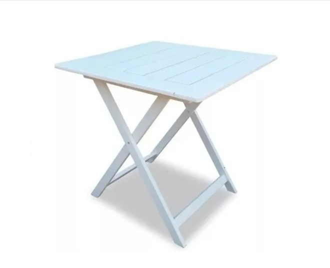 Mesa pino 60x60 tipo bar - LACA BLANCA