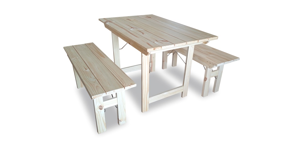 Mesa Pino 2.00x0.80 m Plegable Quincho + 8 Sillas Color Verde