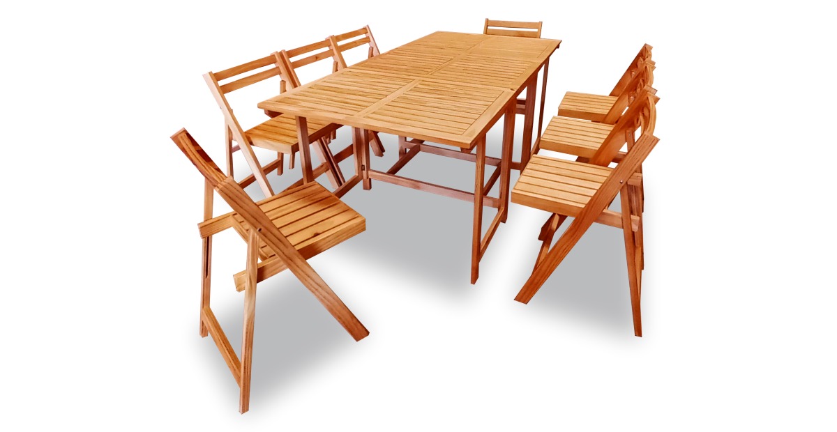 Mesa Libro 1.80x0.90 + 8 Sillas coati de Madera de Pino c/ Impregnante para Maderas