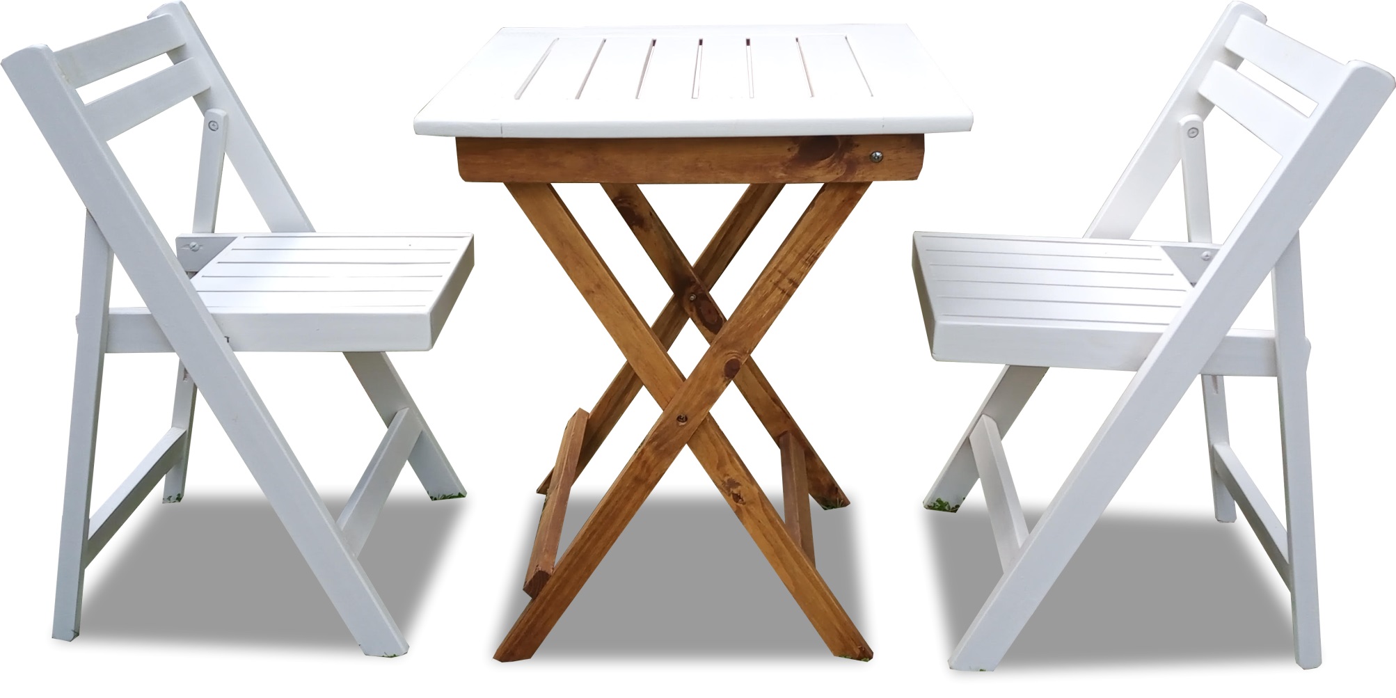MESA PINO 60X60 TAPA BLANCA + 2 SILLAS LACA BLANCA
