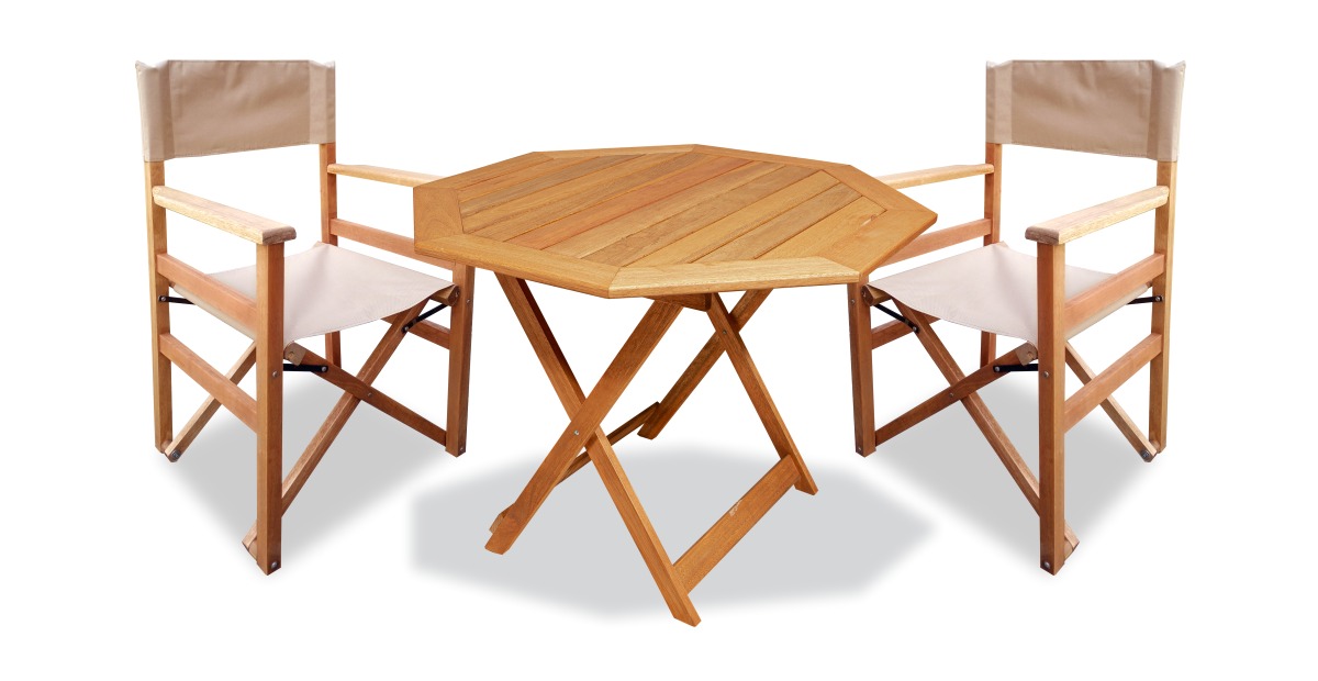 Mesa Madera Patas Plegable 1.80x95cm + 6 Sillas Plegables