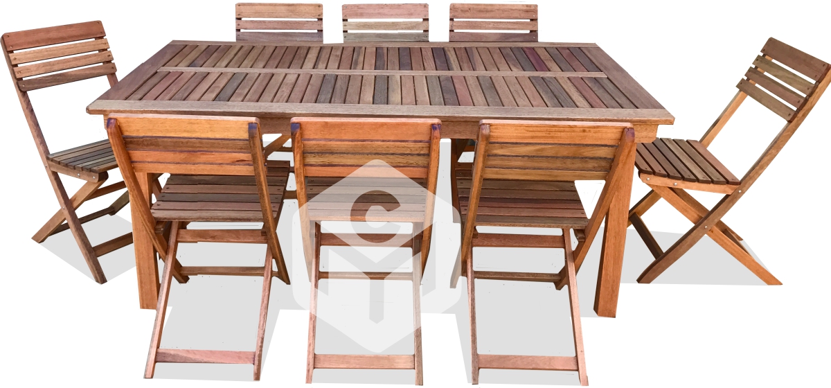 Mesa Iguazu max plegable + 8 Sillas Amsterdam