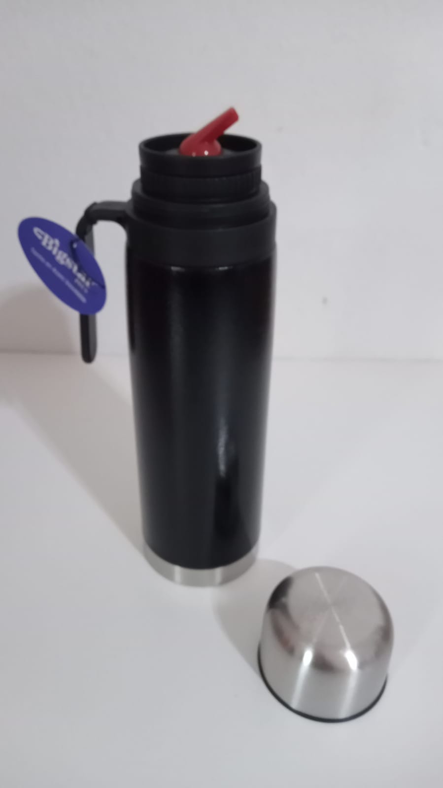 Termo Acero Inoxidable 1 Litro - MEDIA MANIJA - NEGRO