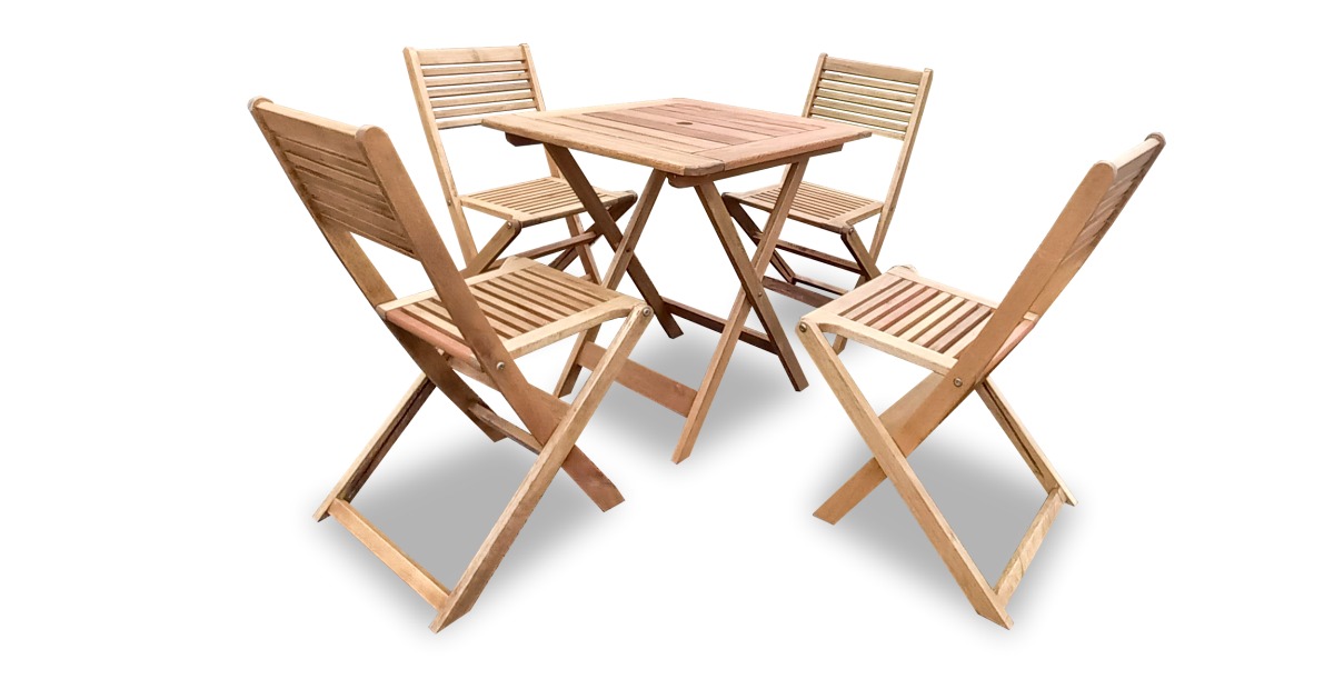 Mesa Plegable tipo bar 70x70 + 4 Sillas Amsterdam