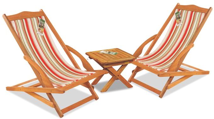 2 Reposera siena estampada + Mesa Ratona Plegable