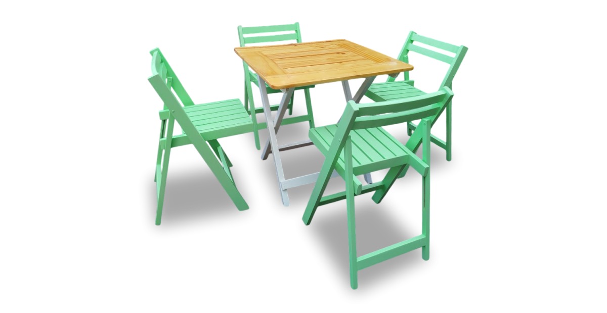 Mesa Arandu 75x75 + 2 Sillas plegable Amsterdam