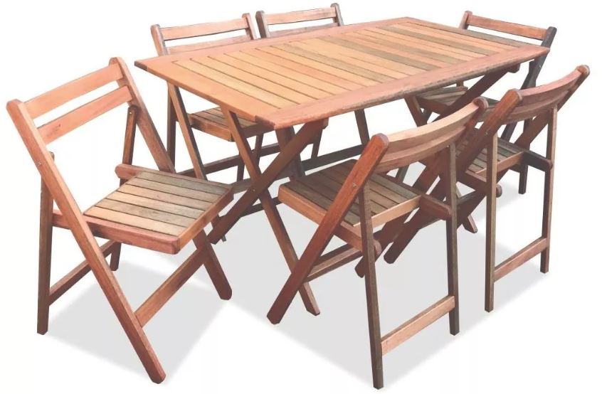 Mesa De Madera Tucan + 6 Sillas coati euca con impregnnate