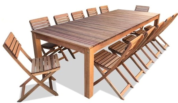 Mesa Tivoli 2.60x0.90 + 12 sillas plegables